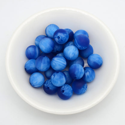 Matte Coloring Striped Resin Beads 10mm Round Mixed Colors 100pcs 11
