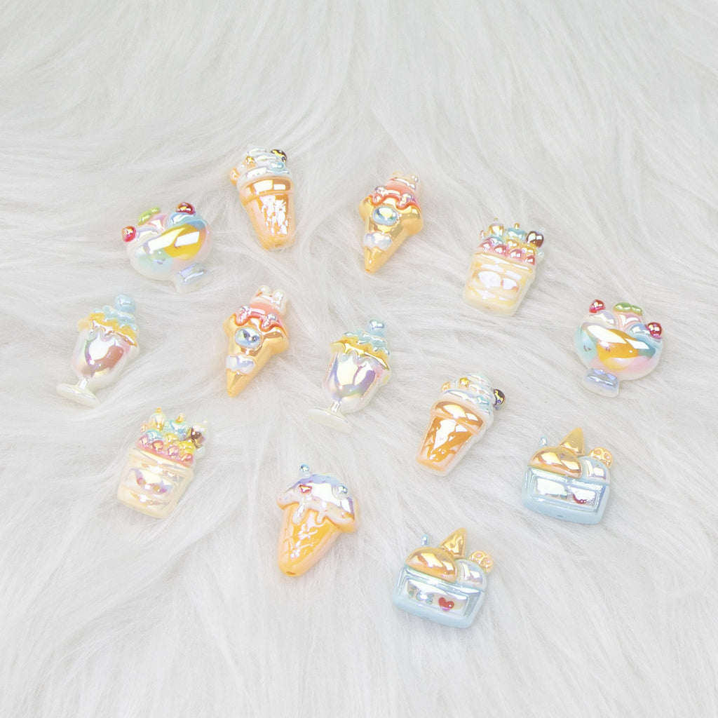 Ice Cream Dessert Resin Beads Glossy Iridescent Pastel 20pcs 4