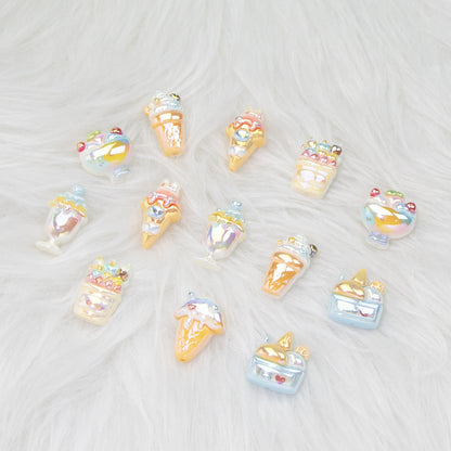 Ice Cream Dessert Resin Beads Glossy Iridescent Pastel 20pcs 4