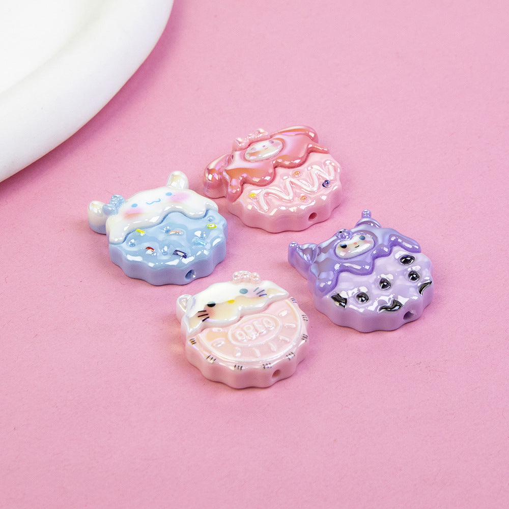 Plating Sanrio Series Cookies Resin Beads Pastel Frosted 10pcs 6