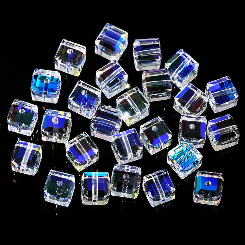 Electroplated Faceted Glass Beads 4-10mm Aurora AB Double-Sided Colors 14