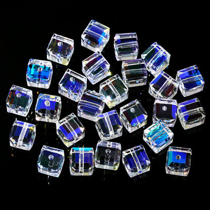 Electroplated Faceted Glass Beads 4-10mm Aurora AB Double-Sided Colors 14