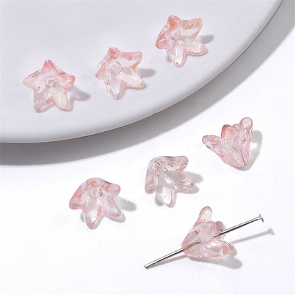 Lily Flower Glass Beads 13mm Transparent Mixed Colors 20pcs 8