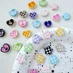 Star and Heart Metal Beads 13mm Baking Painted Houndstooth 10pcs