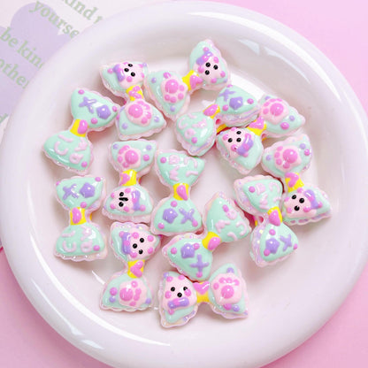 Hand Painted Hi Bow Acrylic Beads 20mm 33mm Pastel Colors 5pcs 7