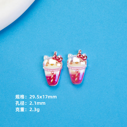 Plating Summer Sanrio Resin Beads Glossy Beverage Dessert 10pcs 12