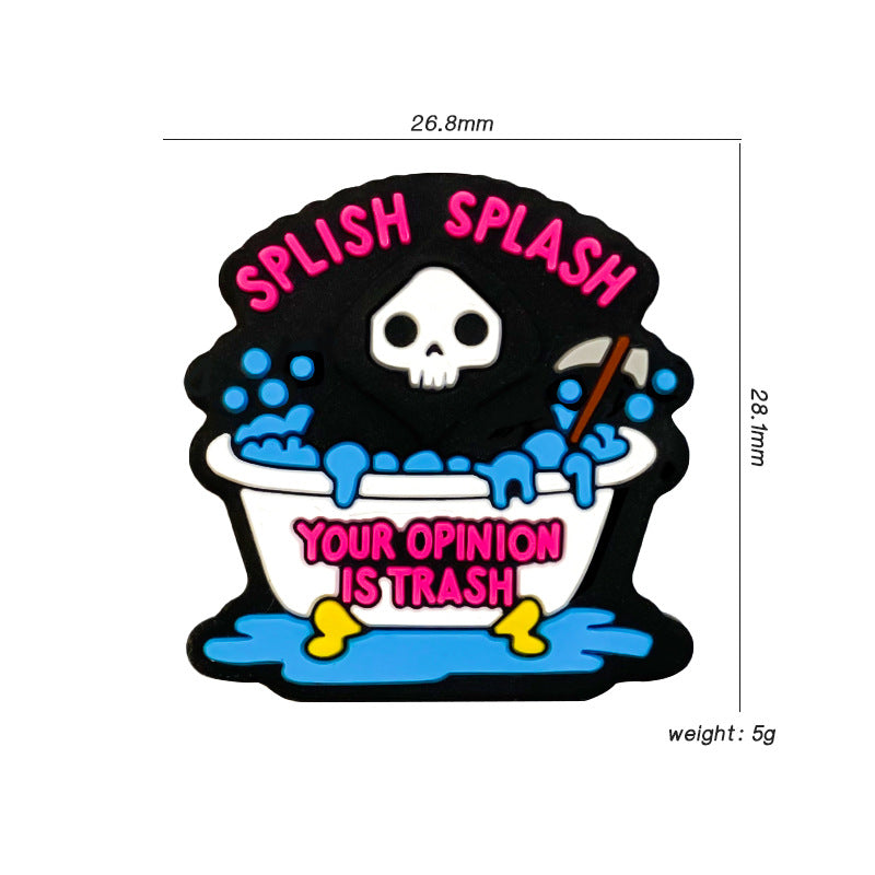 Silicone Focal Beads Halloween Skeleton Bold Bathtub Neon Text 20pcs 3