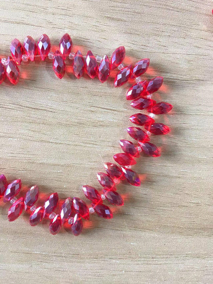 Water Drop Electroplated Glass Beads 6x12mm Transparent Faceted 95pcs 24
