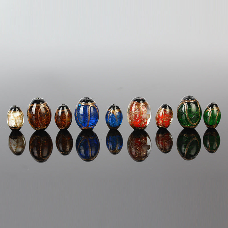 Vintage Glitter Oval Lampwork Glass Beads 11x16mm 10pcs 3