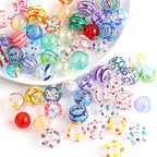 Hand Painted Hollow Polka Dotted Blown Glass Beads 14mm 4pcs