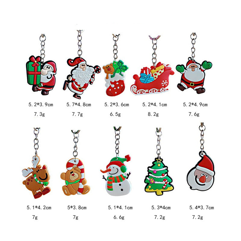 Cartoon Christmas Silicone Keychain Santa Claus Holiday Characters 5