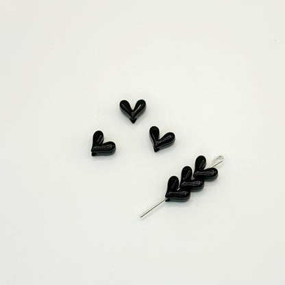 Painted V-Shaped Heart Acrylic Beads 6.7x8mm Glossy Mixed Colors 10pcs 18