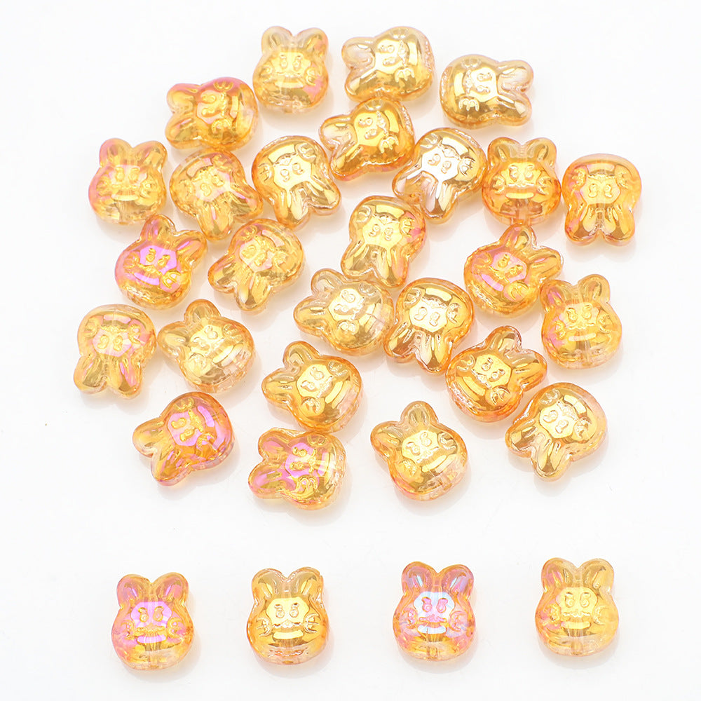 Plating Bunny Head Glass Beads 12mm Iridescent 30pcs 10