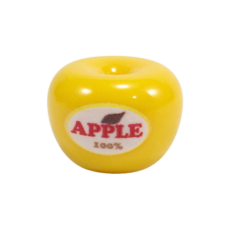 Painted Apple Acrylic Beads 17mm Glossy Mixed Colors 10pcs 12