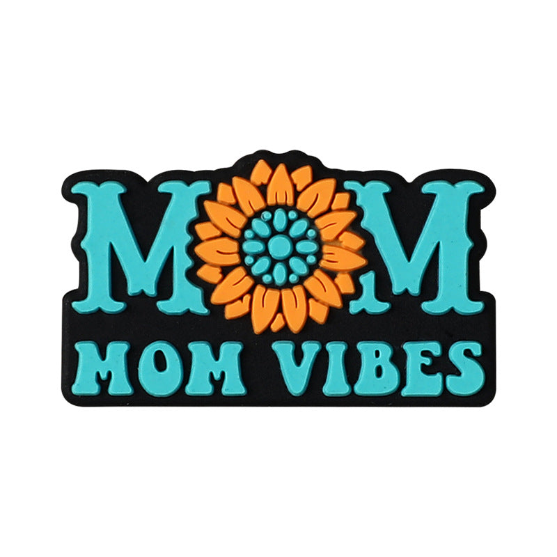 Silicone Focal Beads Mom Alphabet Cheerful Sunflower Black Background 20pcs 11