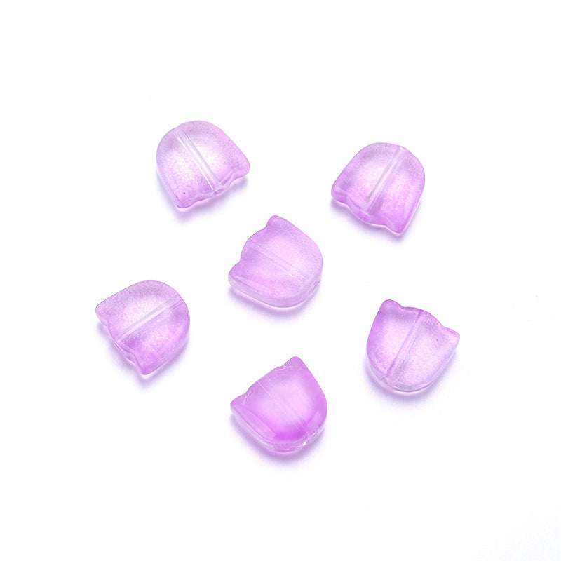 Czech Glass Beads Tulip Petals And Leaves Vintage Frosted 9mm 200pcs 16