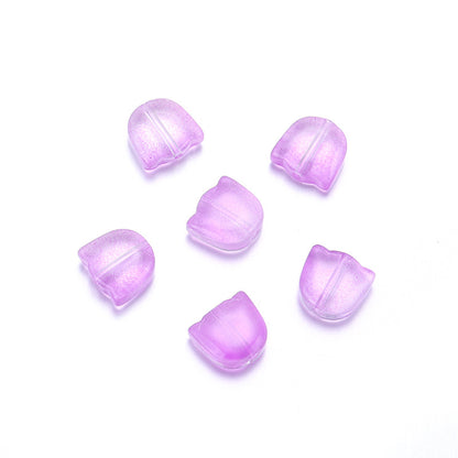 Czech Glass Beads Tulip Petals And Leaves Vintage Frosted 9mm 200pcs 16