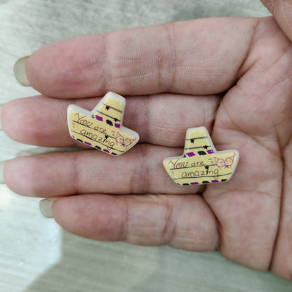 Painted Boat Acrylic Beads 22mm You Are Amazing Script 100pcs 4