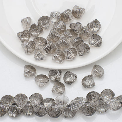 Electroplated Shell Glass Beads 10mm Glossy Ridged Surface 60pcs 16