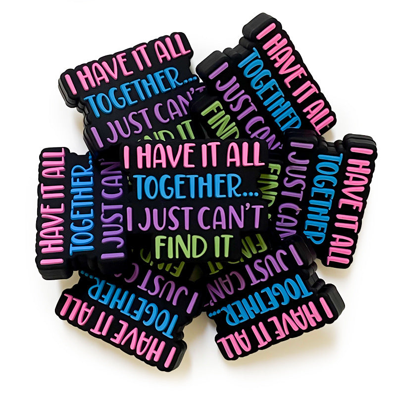 Silicone Focal Beads English Short Sentence Vibrant Colorful 20pcs 4