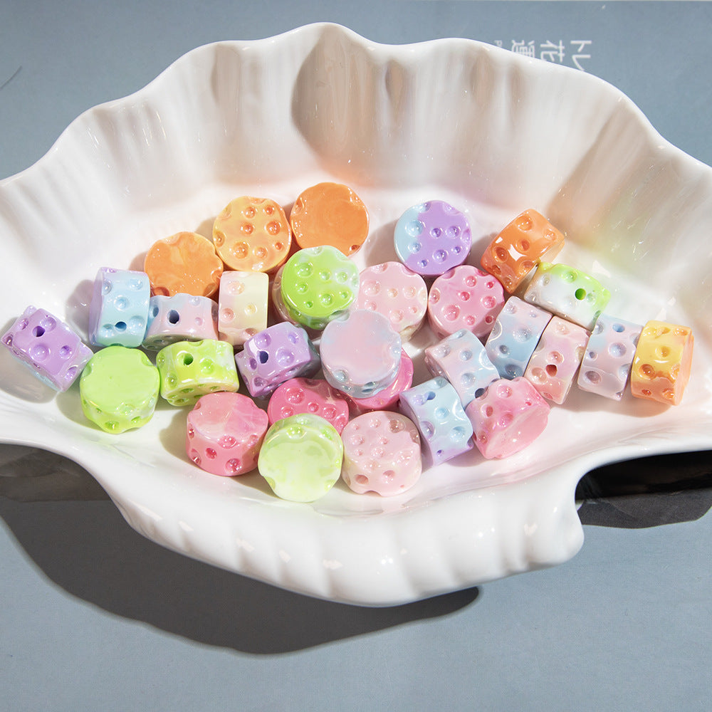 Gradient Colored Cheese Macaron Resin Beads 17mm Plating 20pcs 2