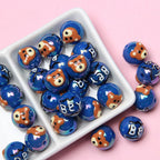 Hand Painted Bear Acrylic Beads 16mm Glossy Single Piece 6