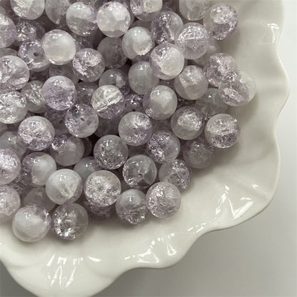 Crackle Round Glass Beads 10mm Ice Cracked Half Color Milk Cap 100pcs 5