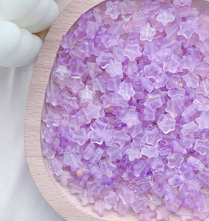 Frosted Pentagonal Star Glass Beads 8mm Soft Glow with Gold Flecks 30pcs 12