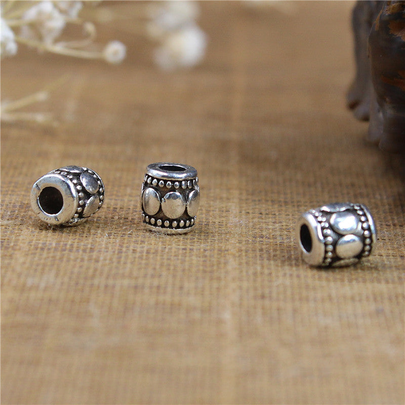 Elliptical Tube Metal Beads 7mm Oxidized Silver Tone Tibetan 50pcs 2
