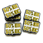 Silicone Focal Beads Geometric Design Yellow Text 20pcs 3