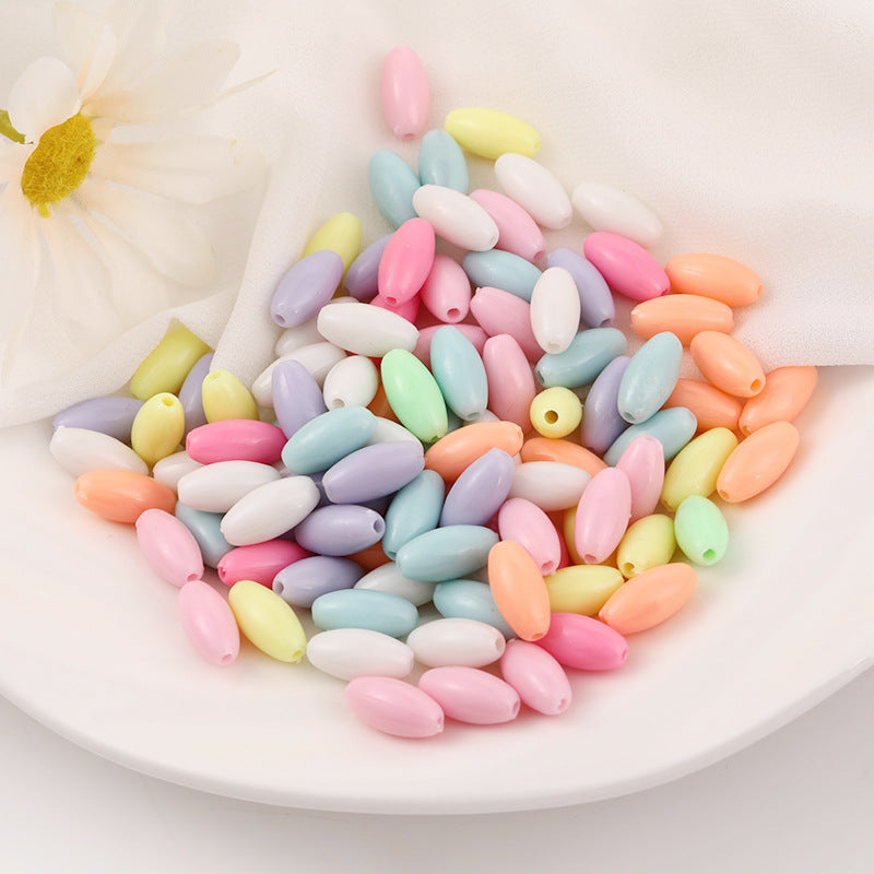 Oval Acrylic Tube Beads 1.4mm x 0.6mm Pastel Mixed Colors 1219pcs
