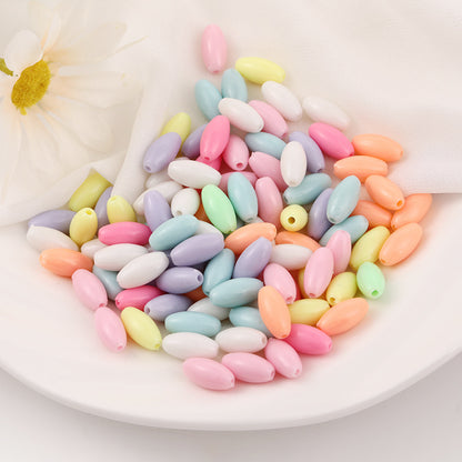 Oval Acrylic Tube Beads 1.4mm x 0.6mm Pastel Mixed Colors 1219pcs