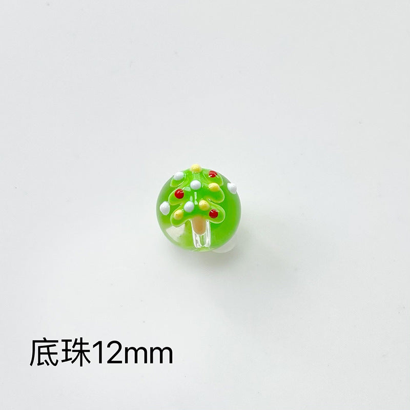 Hand Painted Christmas Enamel Glass Beads 12mm 14mm 1pc 12