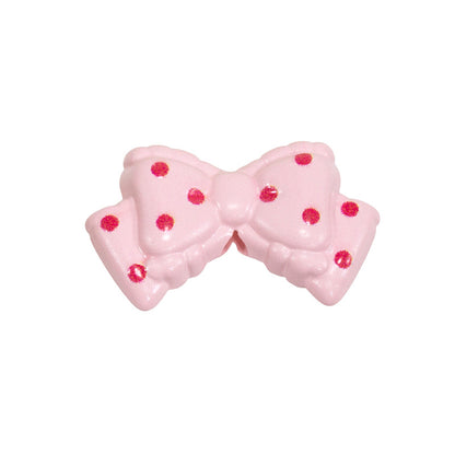 Polka Dotted Double Layer Bow Acrylic Beads 25mm Colorful Glossy 10pcs 10