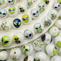 Plating Round Acrylic Beads 16mm Alien Design Mixed Colors 50pcs