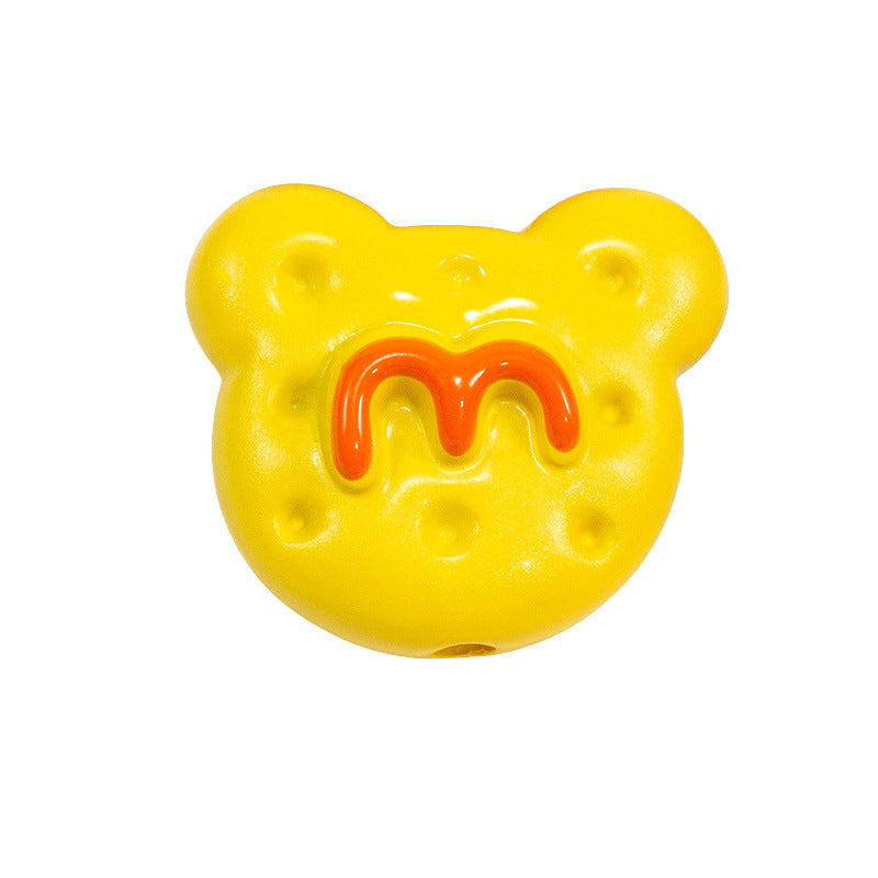 Hand Painted Bear Acrylic Beads 25mm Glossy Colorful 10pcs 12