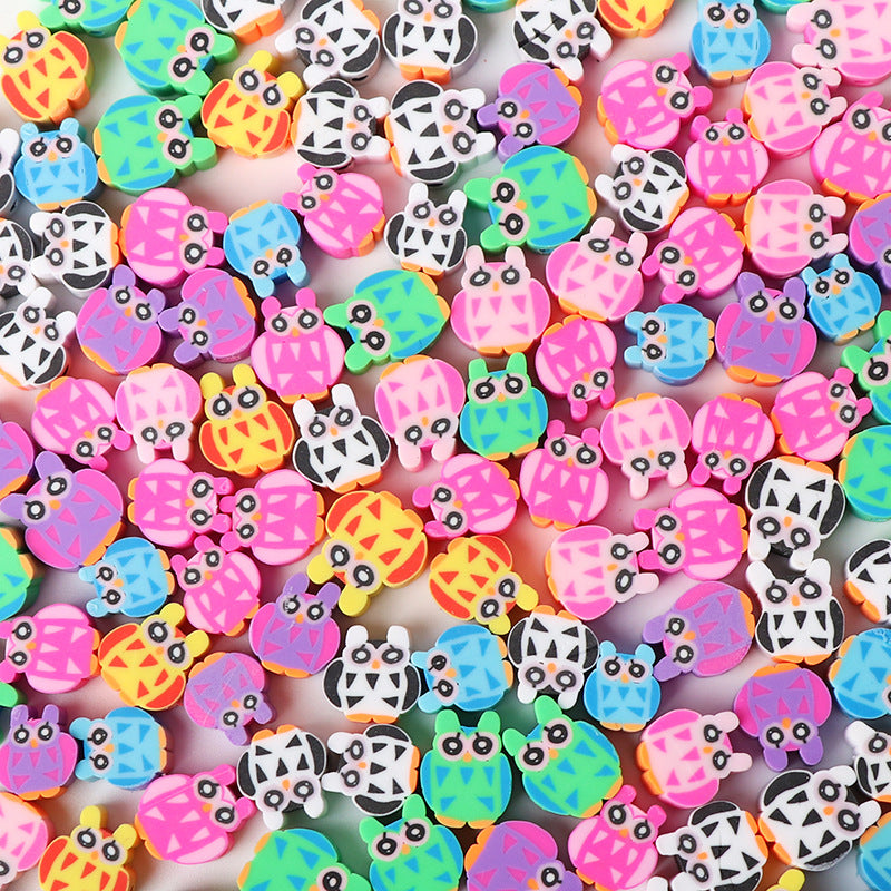 Owl Clay Beads 10mm Colorful Geometric Polymer 200pcs