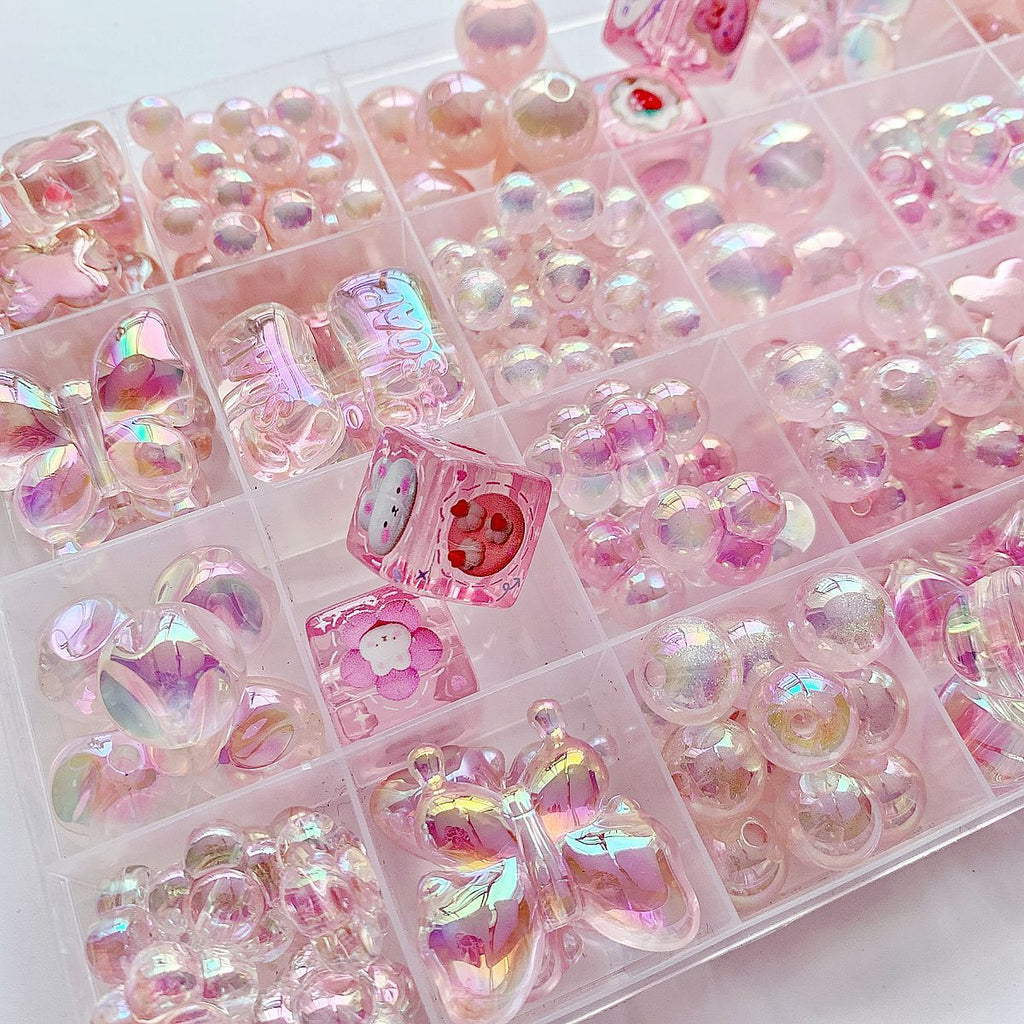 Pink Series Butterfly Flower Acrylic Beads Transparent 1pc