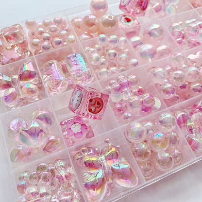Pink Series Butterfly Flower Acrylic Beads Transparent 1pc