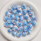 Hand Painted Rhinestone Flower Acrylic Round Beads 16mm 5pcs 19