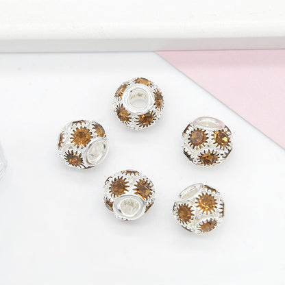 Metal Rhinestone Hollow Spacer Beads 8mm 50pcs 5