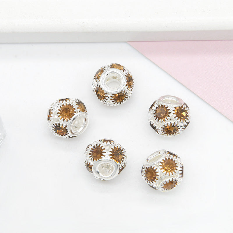 Metal Rhinestone Hollow Spacer Beads 8mm 50pcs 5