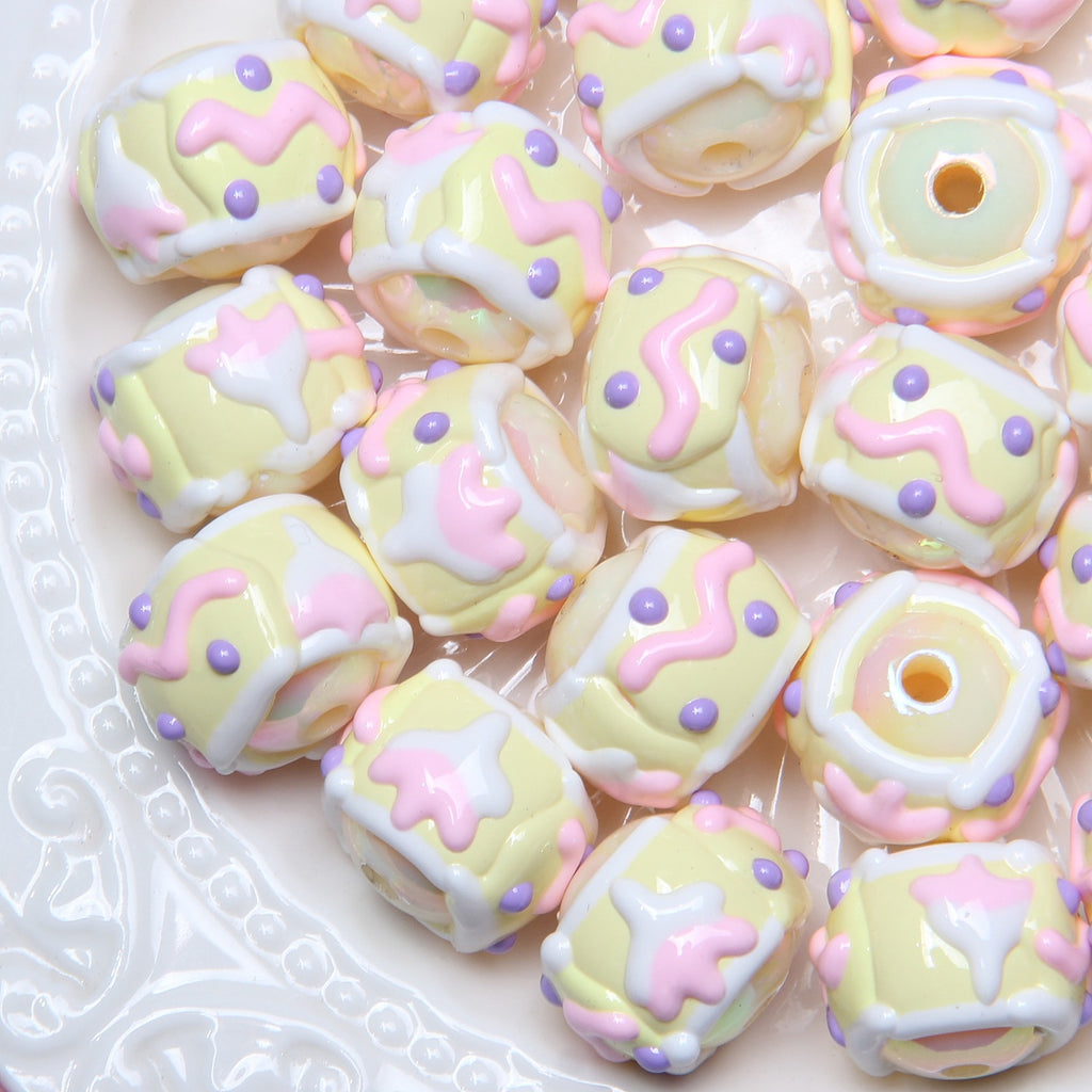 Hand Painted Star Acrylic Beads 16mm Pastel Colors 10pcs 15