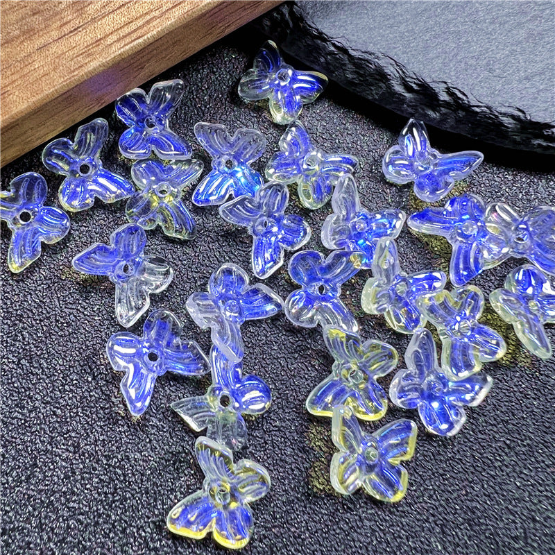 Czech Glass Beads Butterfly 11mm Gradient Purple Blue Green 50pcs 16