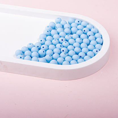 Solid Color Rubberized Round Acrylic Beads 8mm 20