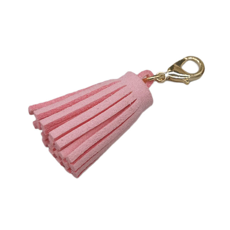 Mini Chunky Tassel Keychain PU Leather with Metal Clasp 8pcs 5