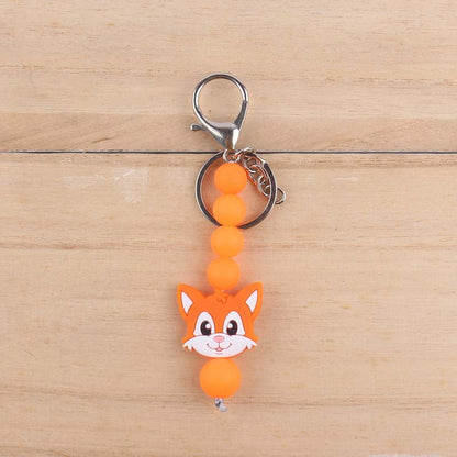 Silicone Cartoon Civet Cat Beaded Keychain Pastel Colors 9
