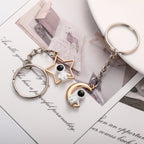 Astronaut Keychain Alloy Gold Tone Moon and Star Design 2