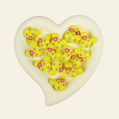 Silicone Focal Beads Mickey Head Polka Dot with Heart Accent 20pcs 9