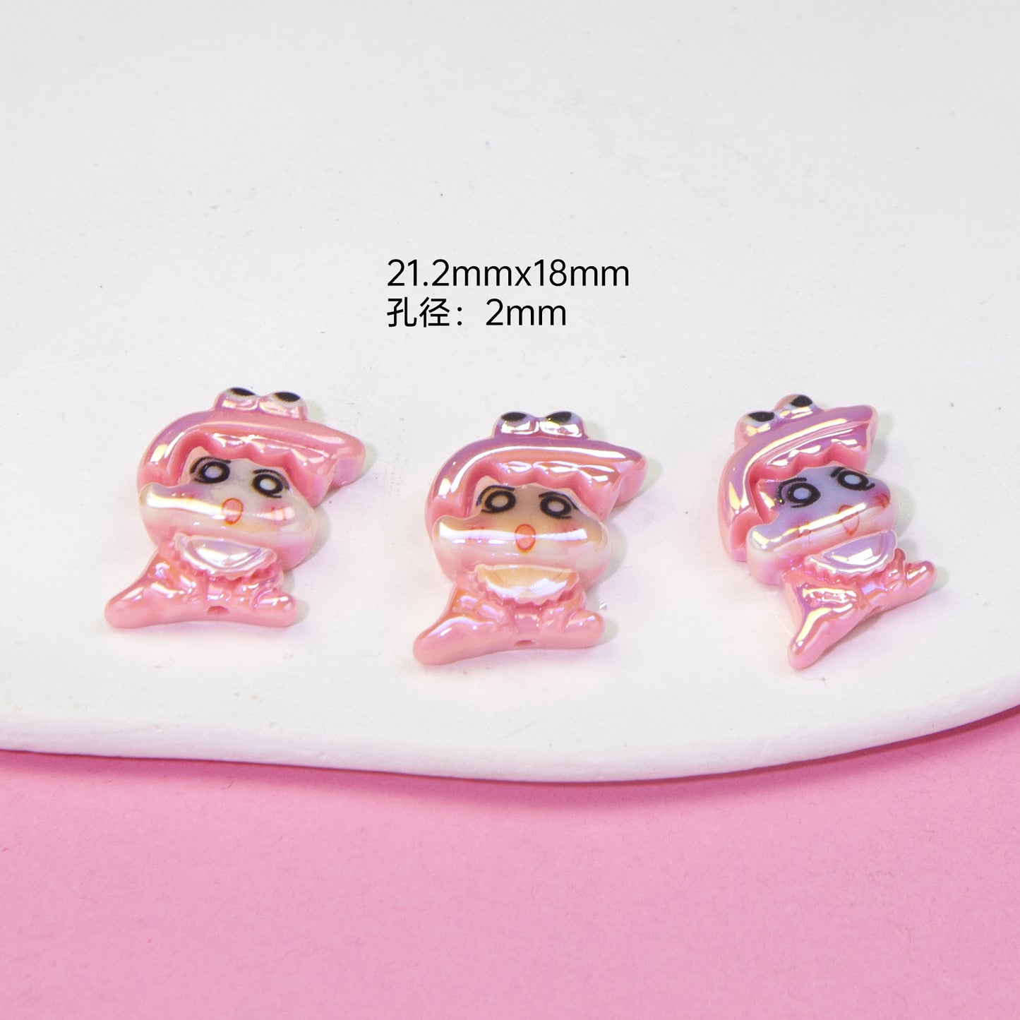 Plating Resin Beads Cartoon Character Glossy Pastel Colors 10pcs 9